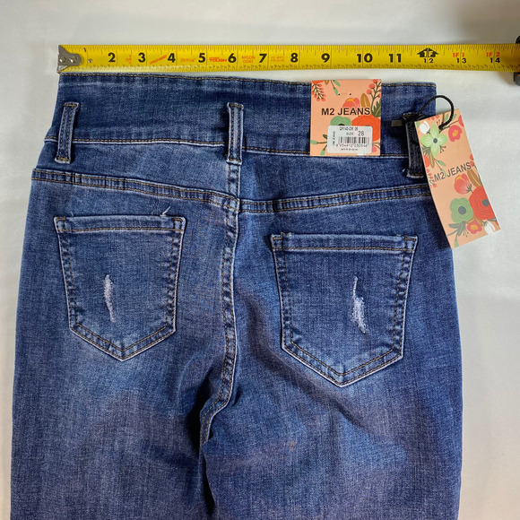 M2 Skinny Jeans Size 28 Women's Blue Denim Raw Cut Off Hem BRAND NEW - Picture 4 of 6